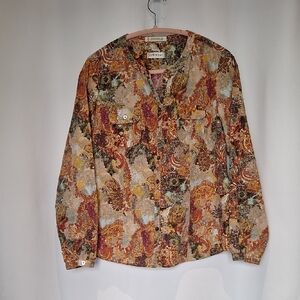 Orvis Multicolor Paisley 100% Cotton Button Up Shirt Size 12